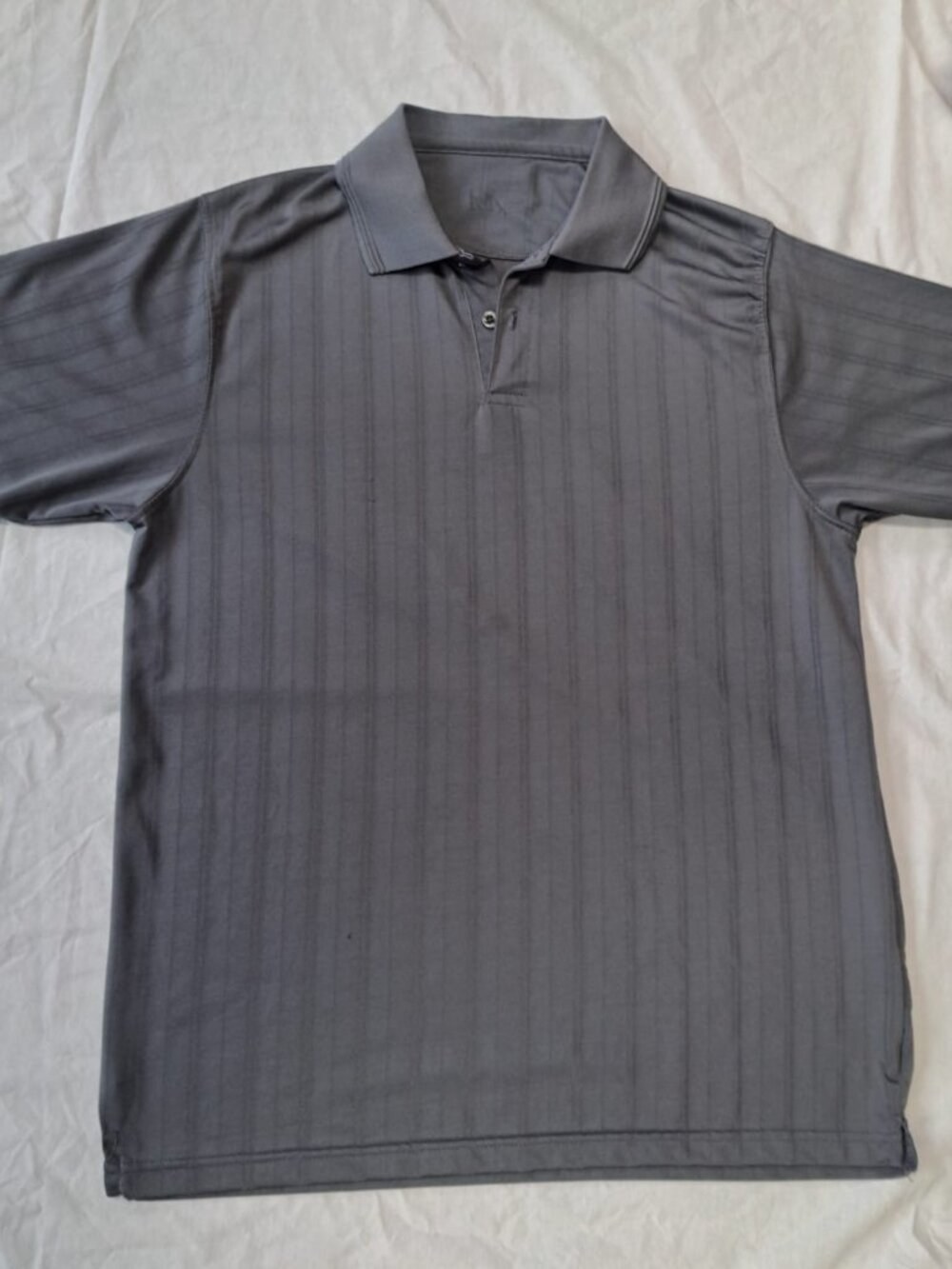 Fox Polo Shirt Men's Large Gray Striped Short Sleeve Golf Athletic